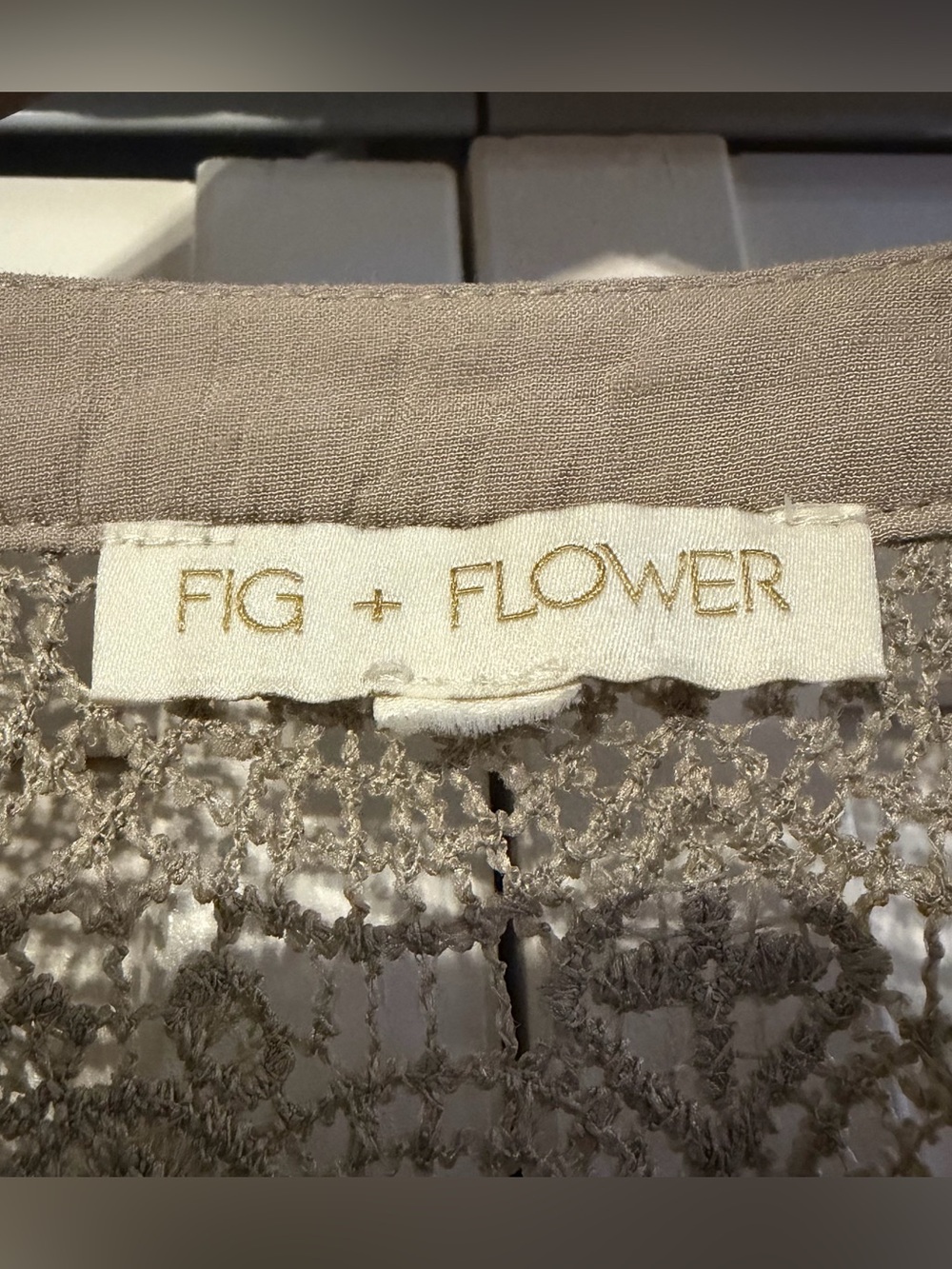 Fig + Flower Boho Blouse - Taupe - Size L - Picture 7 of 12